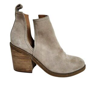 Steve Madden Sharini Taupe Suede Cutout Booties 9M 3” Block Heel Ankle Boots